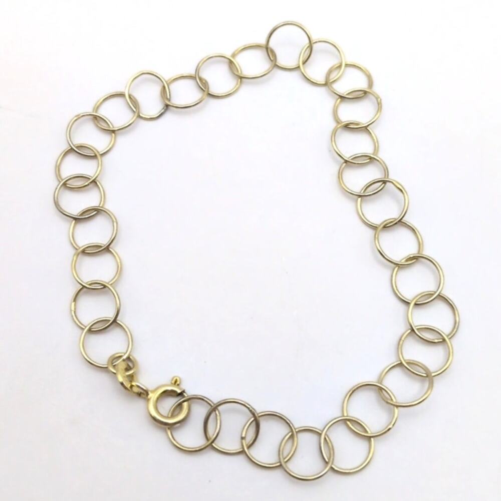 Gold Over Sterling Silver 925 Bracelet Bubble Circle Cable Chain Bracelet 7.25in